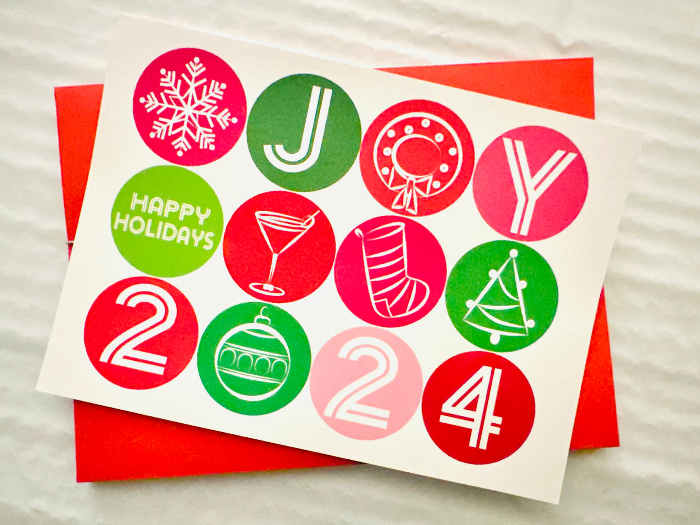 Joy Happy Holidays 2024 Boxed Stationery Greeting Postcard set of 10 size 5 X 7