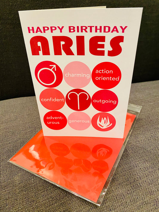 ARIES Happy Birthday Astrology Greeting Card