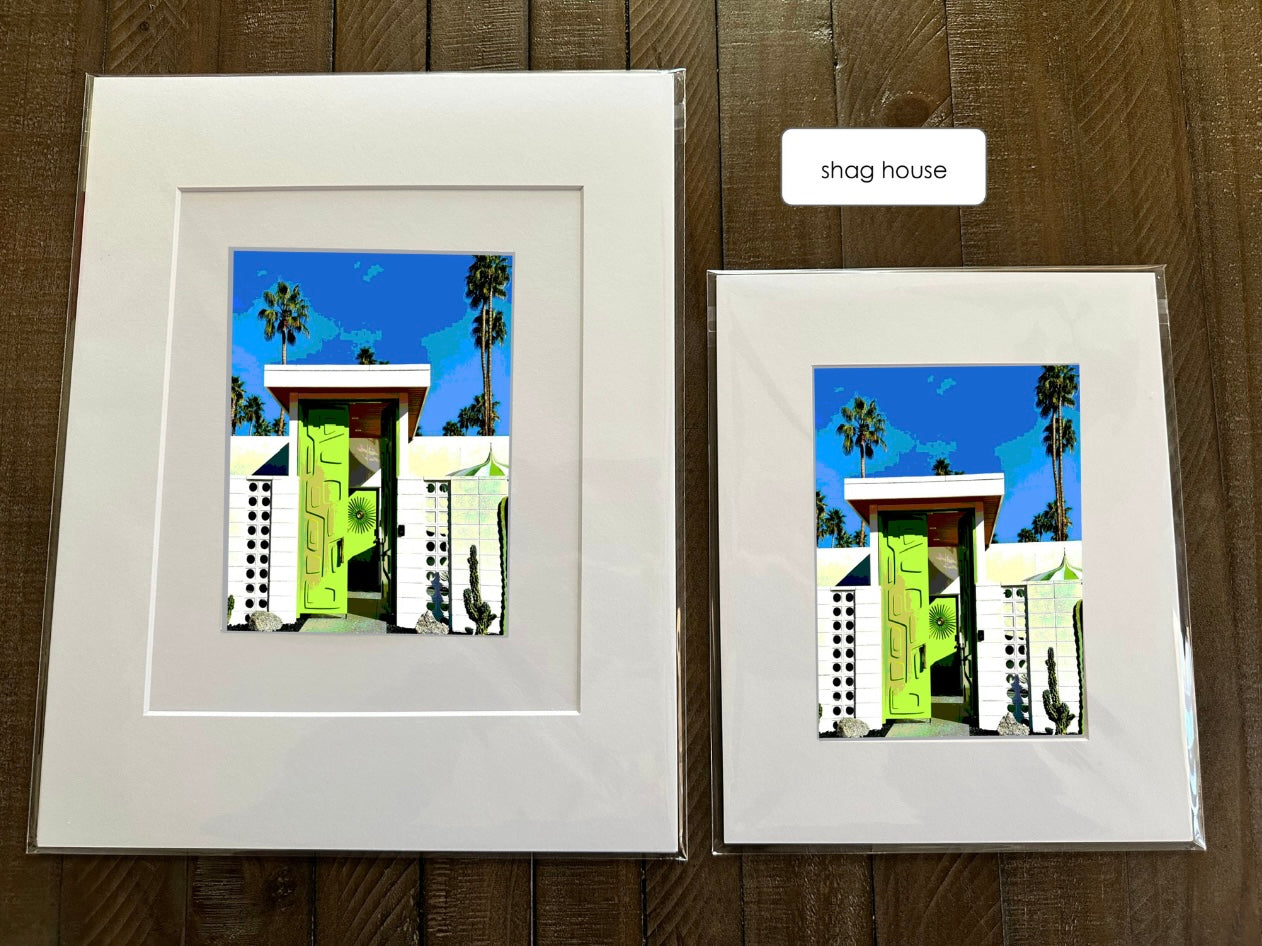 Palm Spring SHAG HOUSE Printed Artwork Home Decor Framed or Matted