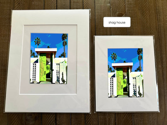 Palm Spring SHAG HOUSE Printed Artwork Home Decor Framed or Matted