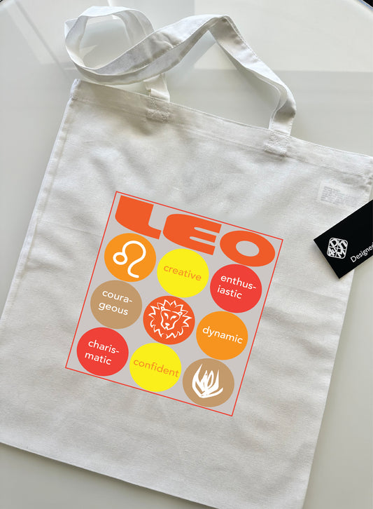 White LEO HOROSCOPE Unisex Cotton Reusable Tote Bag