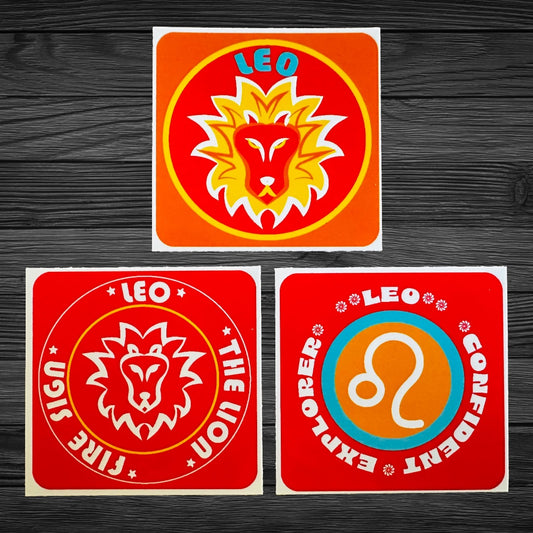 LEO Bold Colorful Characteristic's & Traits Stickers Set of 3, Glossy Vinyl Decals