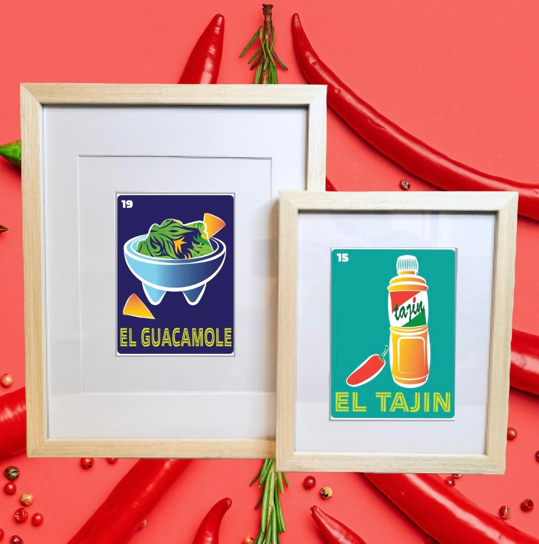 EL TAJIN Mexican Loteria Food, Drink & festive Icons Printed Artwork Home Decor