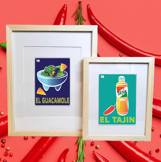 EL TAJIN Mexican Loteria Food, Drink & festive Icons Printed Artwork Home Decor