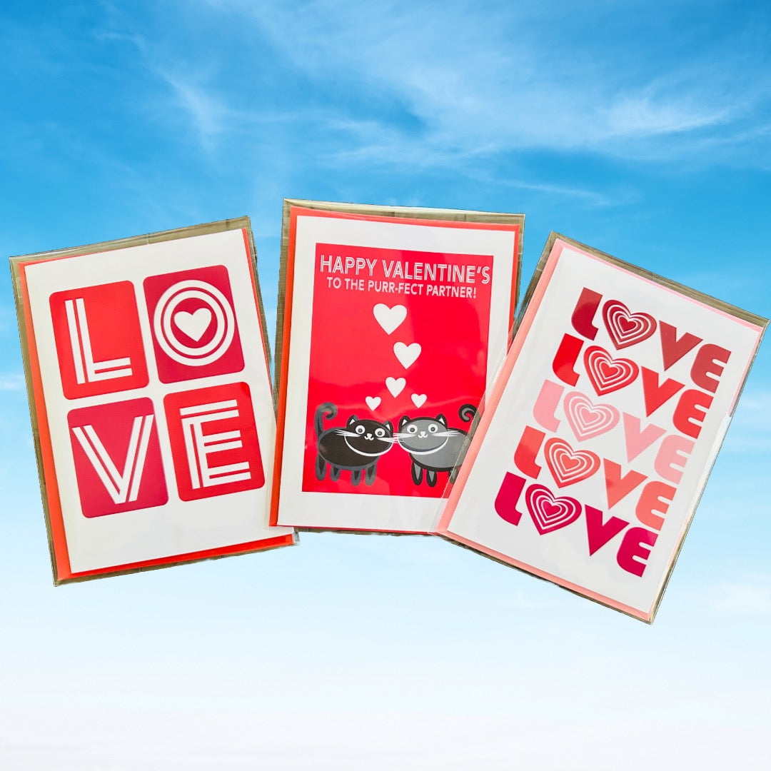 LOVE BOXES Happy  Anniversary Heart Greeting Card 5x7 70's inspired