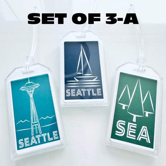 SEATTLE/SEA Airport code Heavy duty acrylic City Luggage & Travel Bag Tags