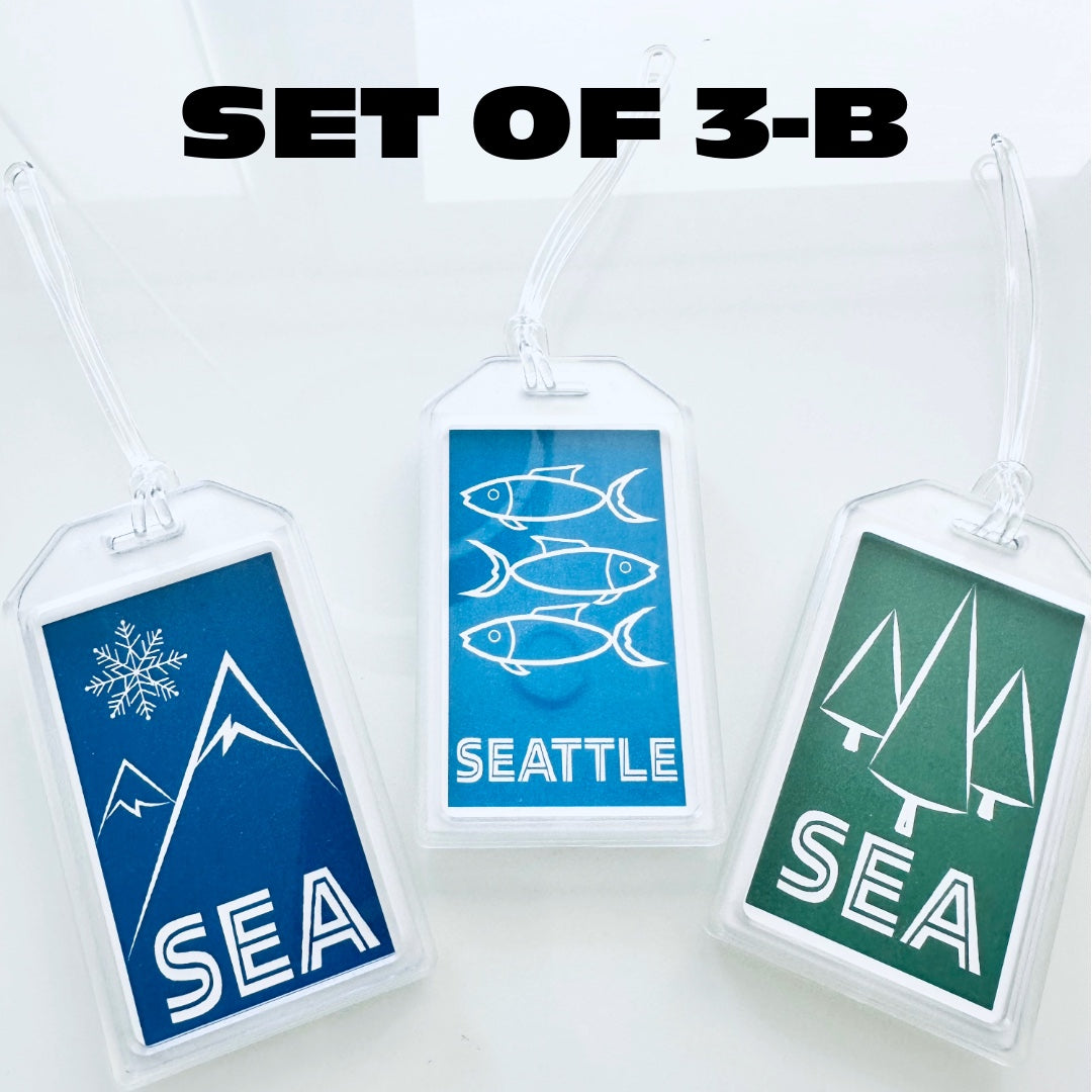 SEATTLE/SEA Airport code Heavy duty acrylic City Luggage & Travel Bag Tags