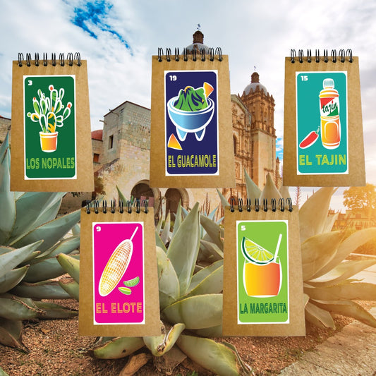 Mexican Loteria 10 Mini Spiral Kraft Memo Sketch Travel Notebook