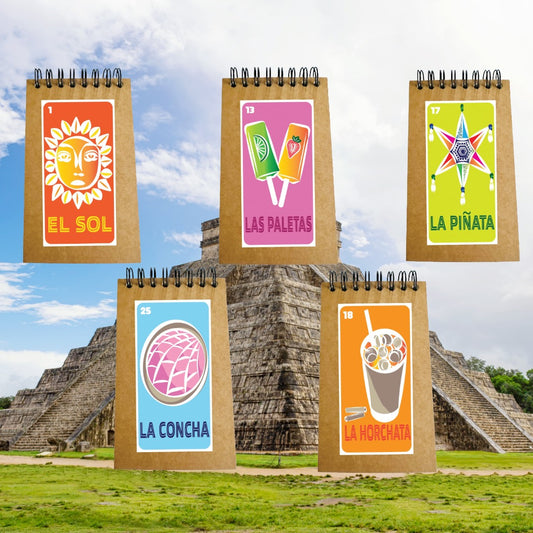 Mexican Loteria 10 Mini Spiral Kraft Memo Sketch Travel Notebook