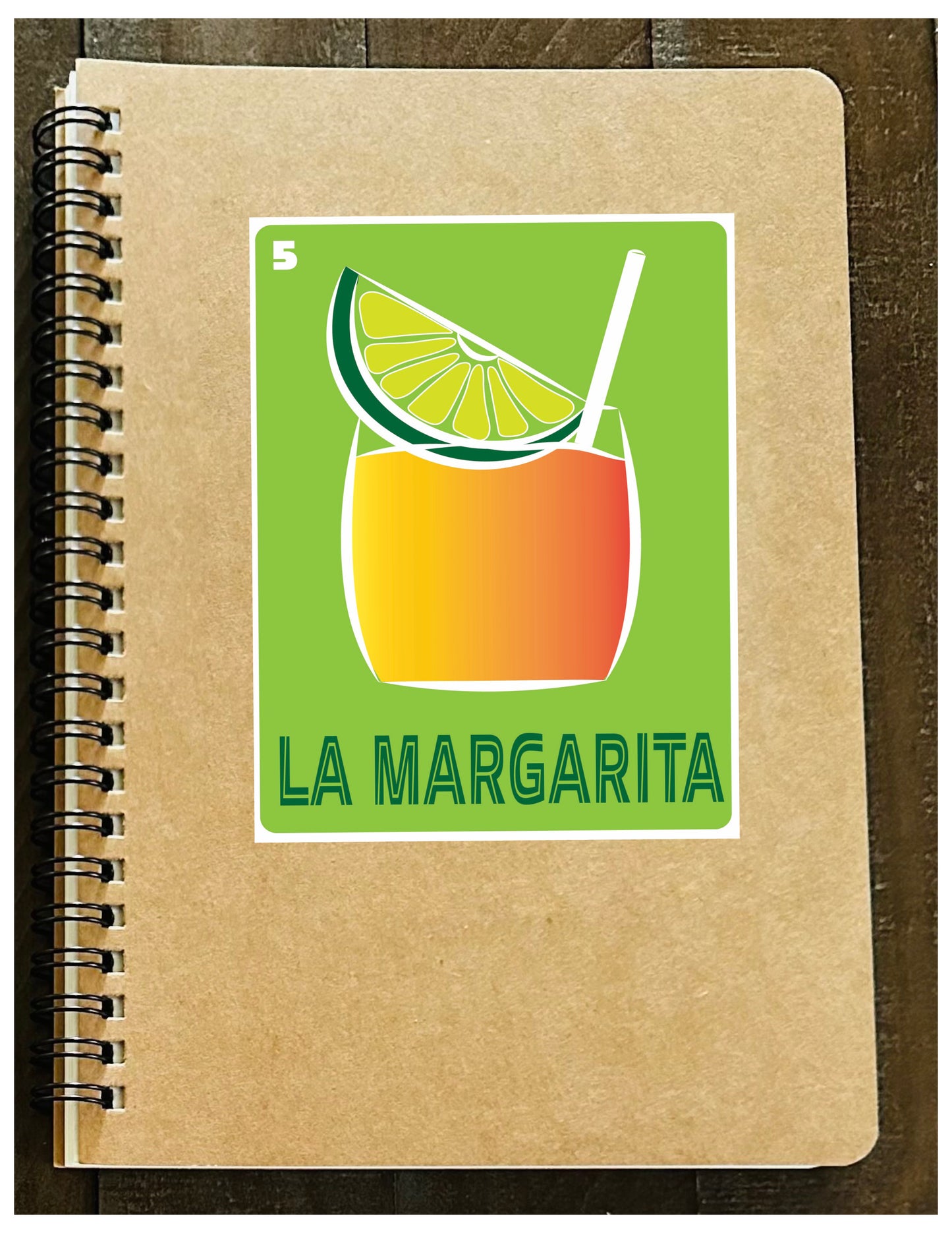 El Sol Los Nopales & La Margarita Mexican Loteria Spiral Kraft cover A5 8.25x5.5 Journal sketch notebook