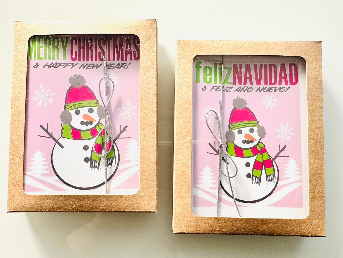 MERRY CHRISTMAS COZY SNOWMAN Holiday Boxed Stationery Greeting card set of 10 size A2