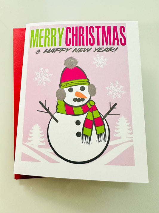 MERRY CHRISTMAS COZY SNOWMAN Holiday Boxed Stationery Greeting card set of 10 size A2