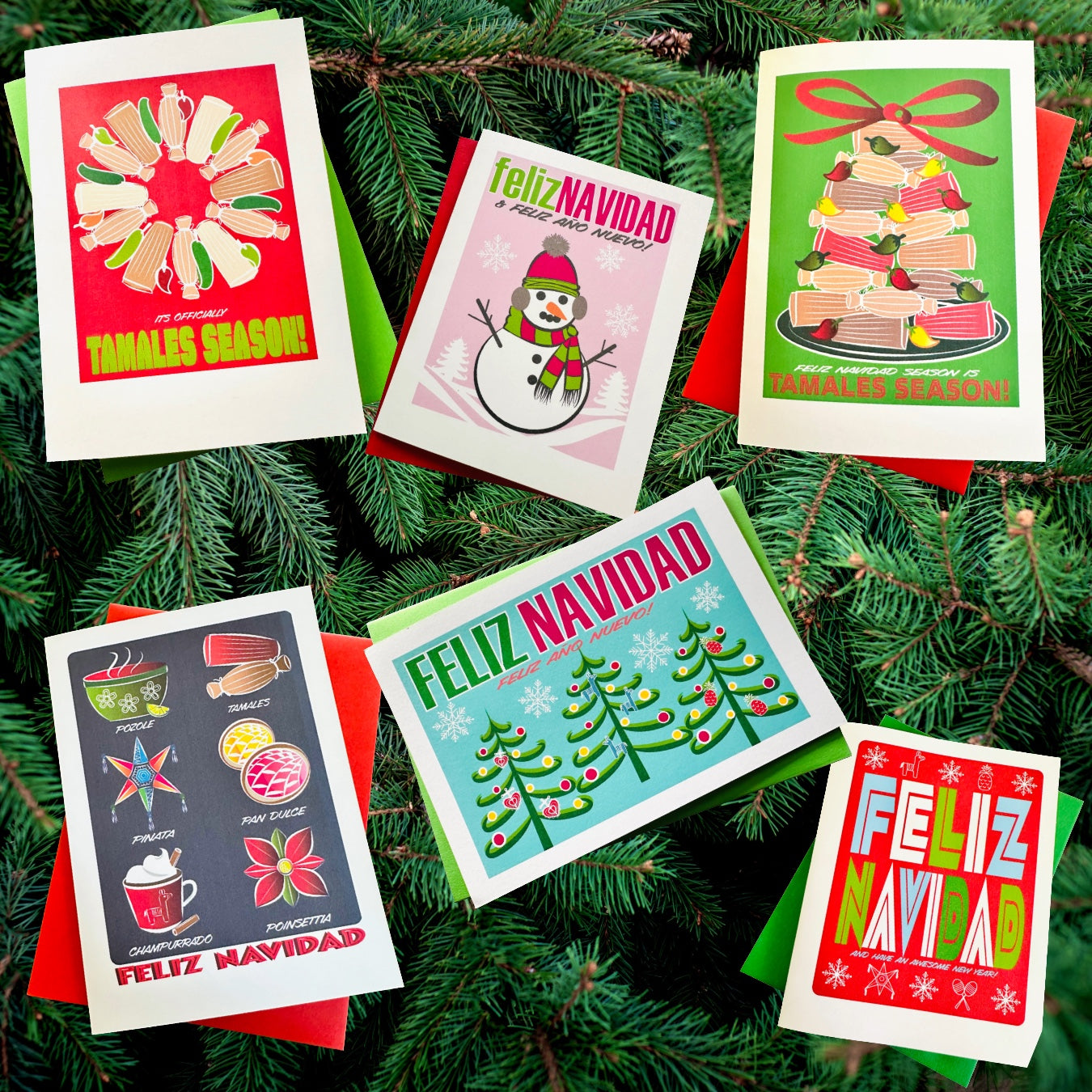 FELIZ NAVIDAD SNOWMAN Holiday Boxed Christmas cards set of 10