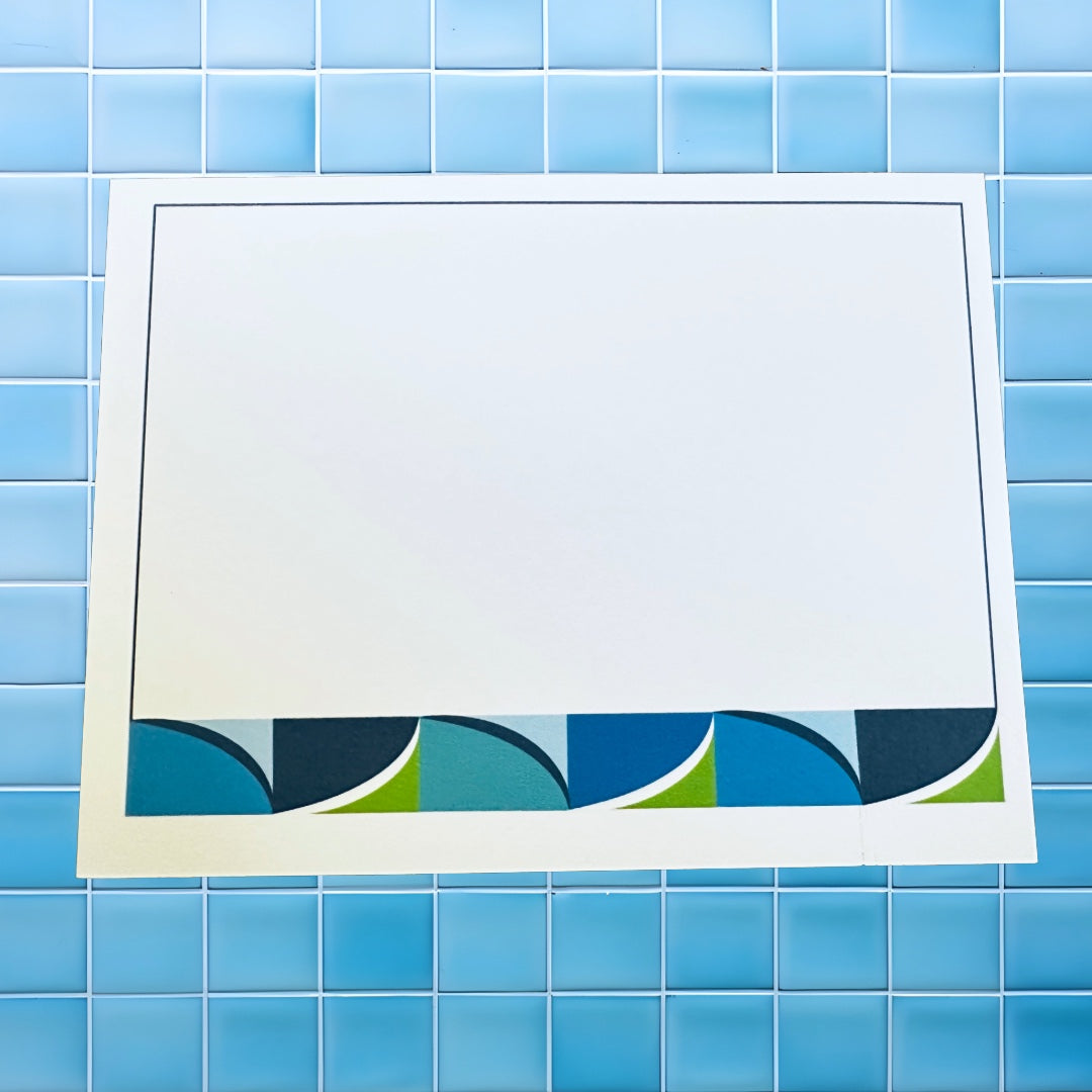 Blue BORDER GEO A2 Size Geometric note card set of 10