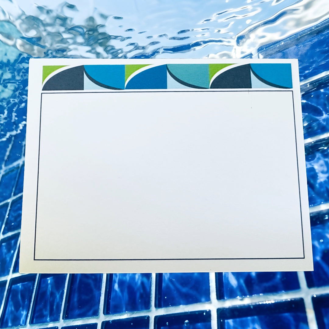 Blue BORDER GEO A2 Size Geometric note card set of 10