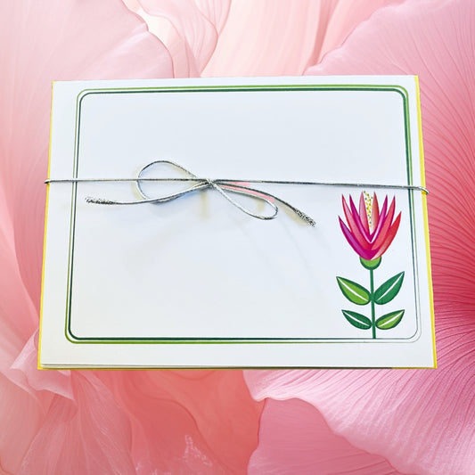 LOTUS GARDEN Floral Note Cards Stationery set of 10