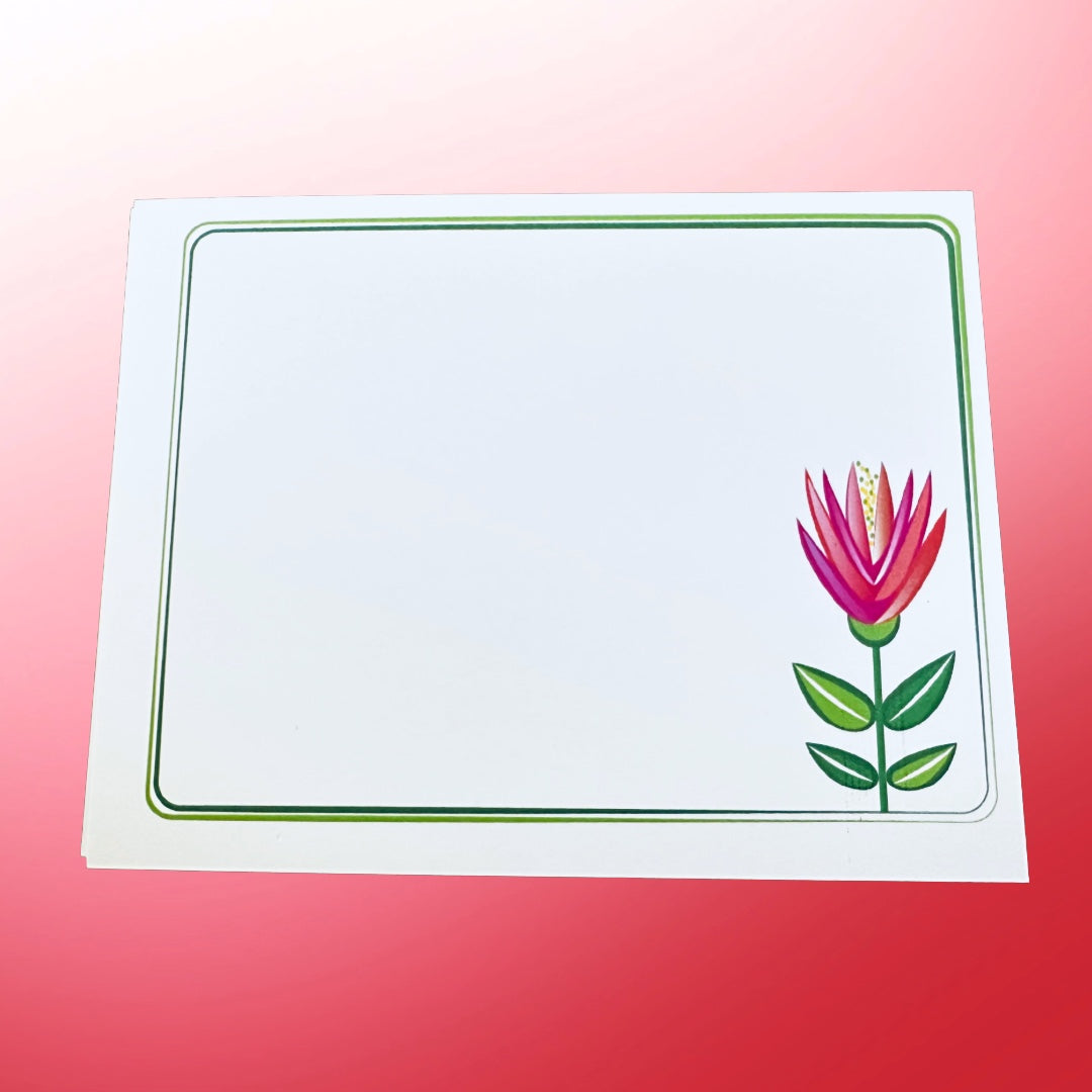 LOTUS GARDEN Floral Note Cards Stationery set of 10