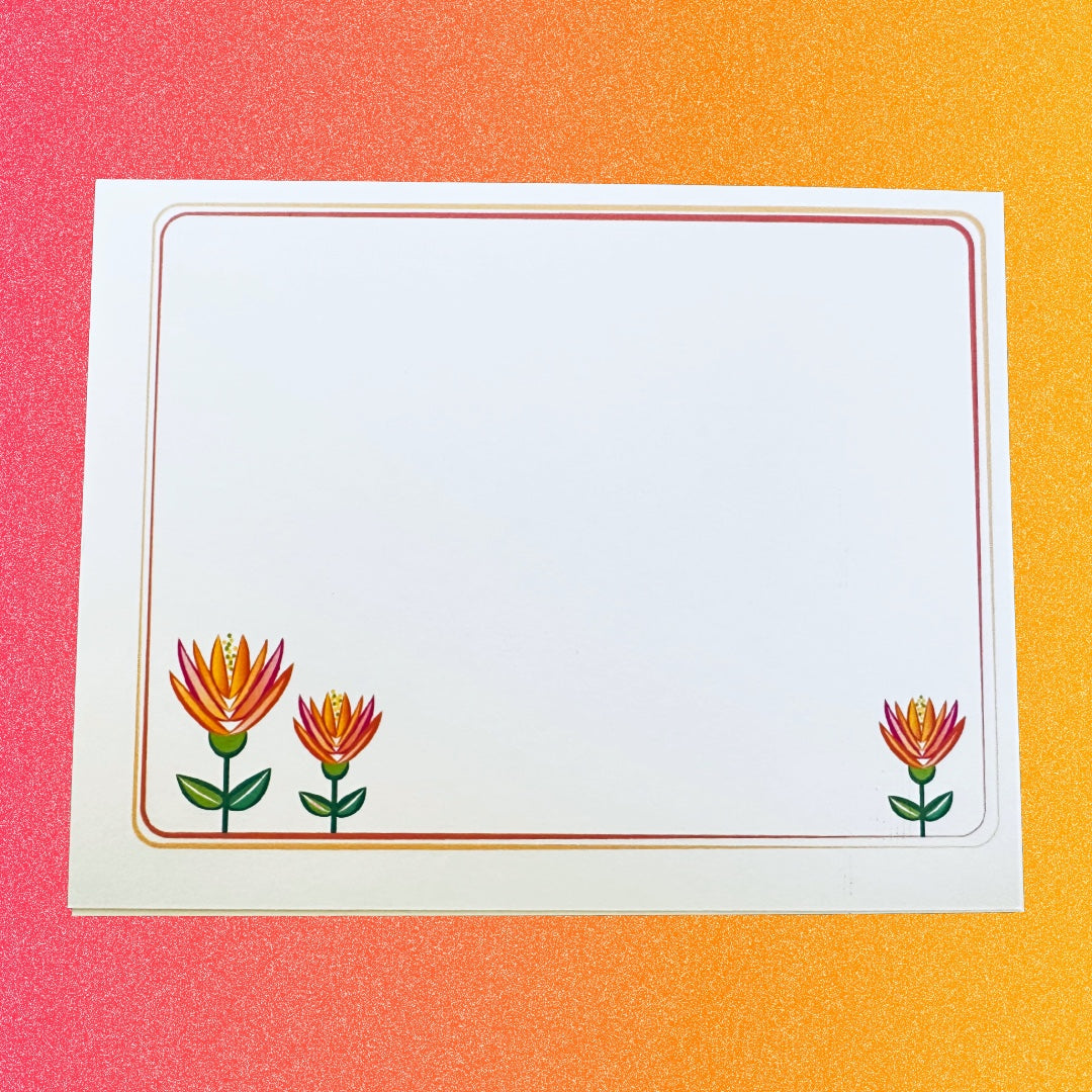 LOTUS GARDEN Floral Note Cards Stationery set of 10