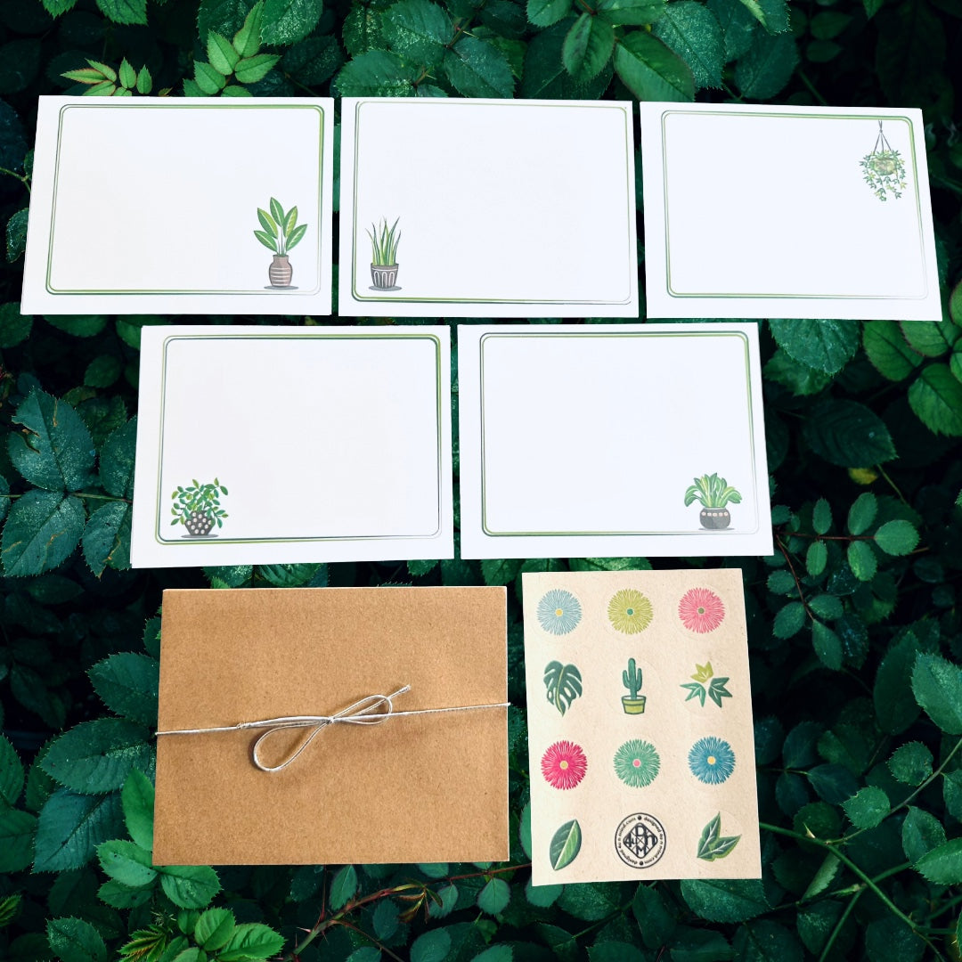 PLANT LIFE Gardener Note Cards Colorful Stationery set of 10