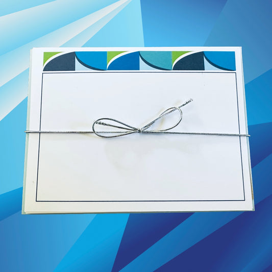 Blue BORDER GEO A2 Size Geometric note card set of 10