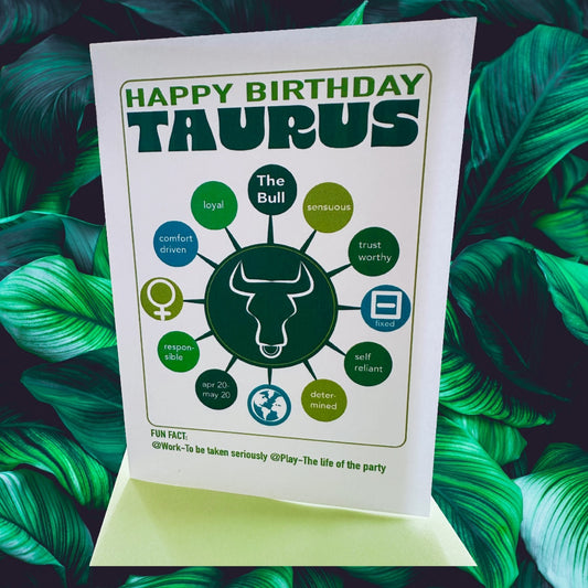 TAURUS Happy Birthday Card! Modern Astrology Traits Note Card
