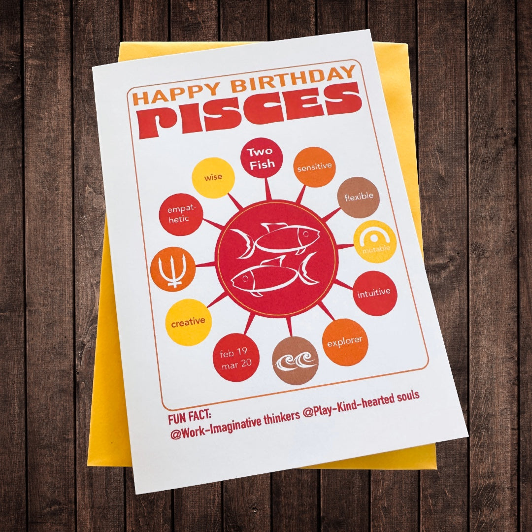 PISCES Astrology Traits & Symbols Spiral Kraft A5 Notebook