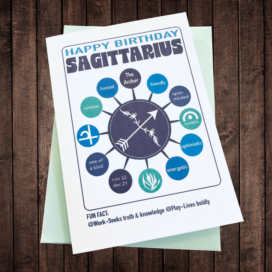 SAGITTARIUS Astrology Traits & Symbols Spiral Kraft A5 Notebook