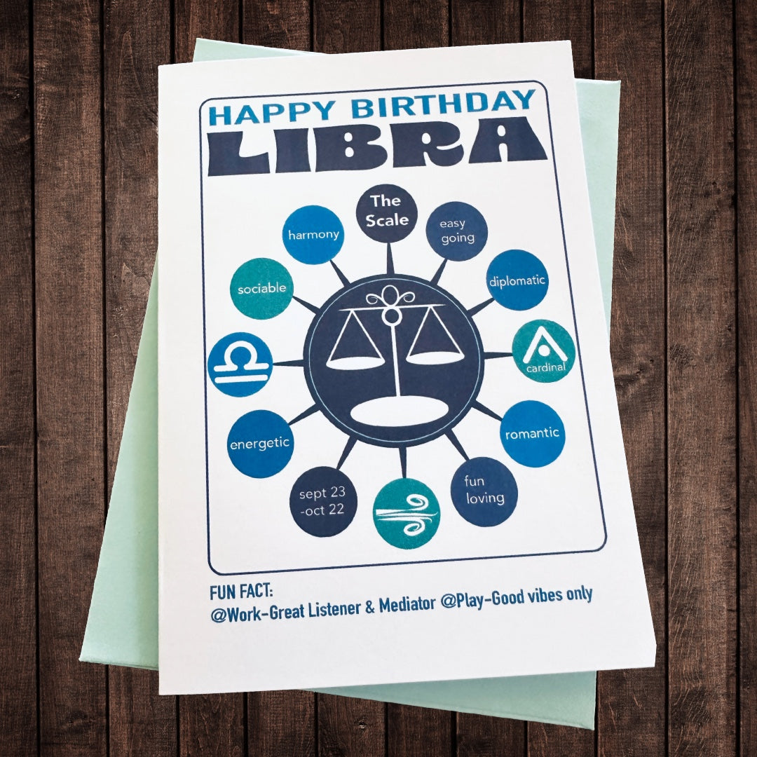 LIBRA Astrology Traits & Symbols Spiral Kraft A5 Notebook