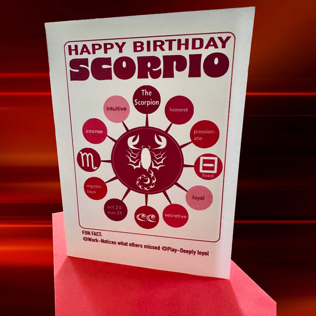 SCORPIO Happy Birthday Card! Astrology traits Note Card