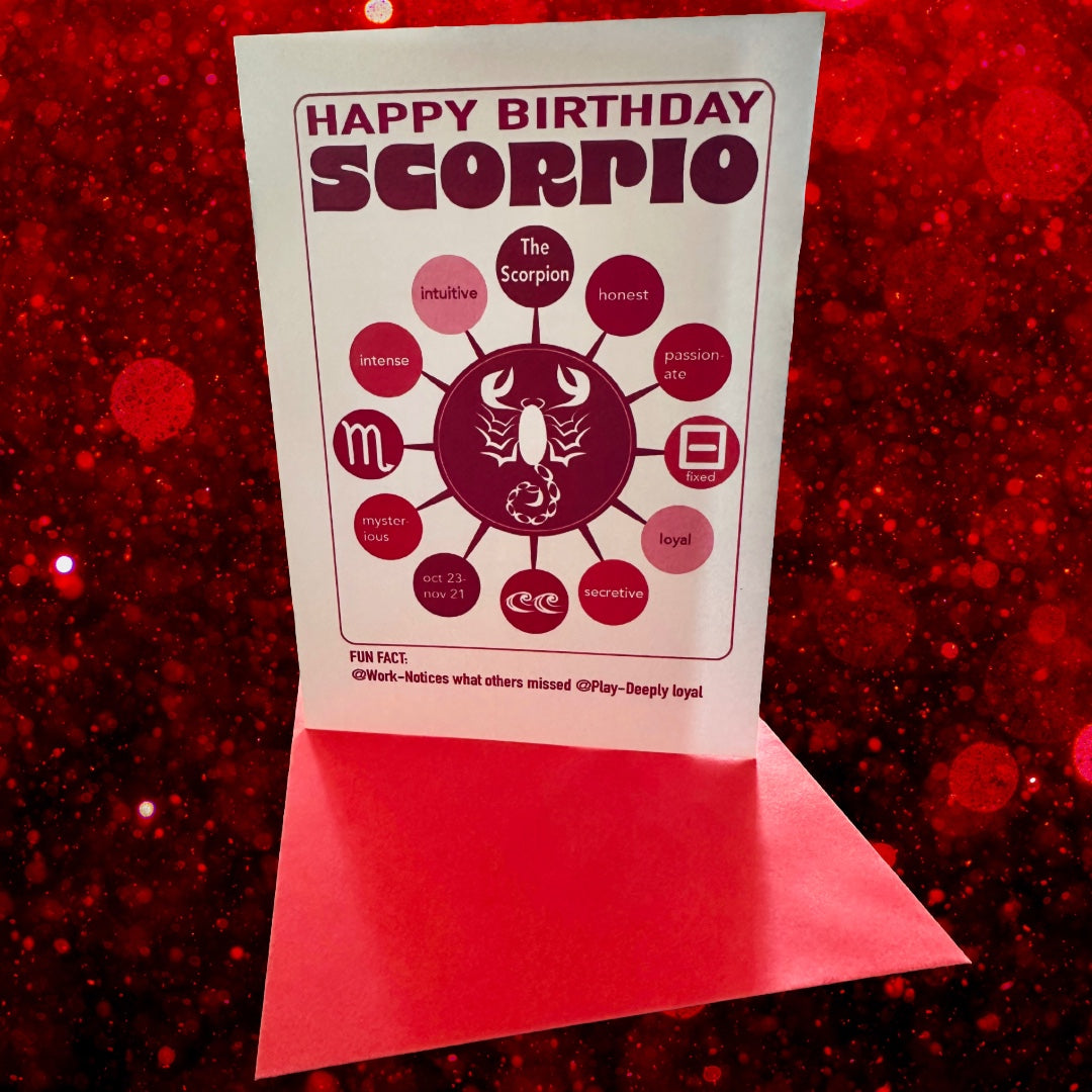 SCORPIO Happy Birthday Card! Astrology traits Note Card