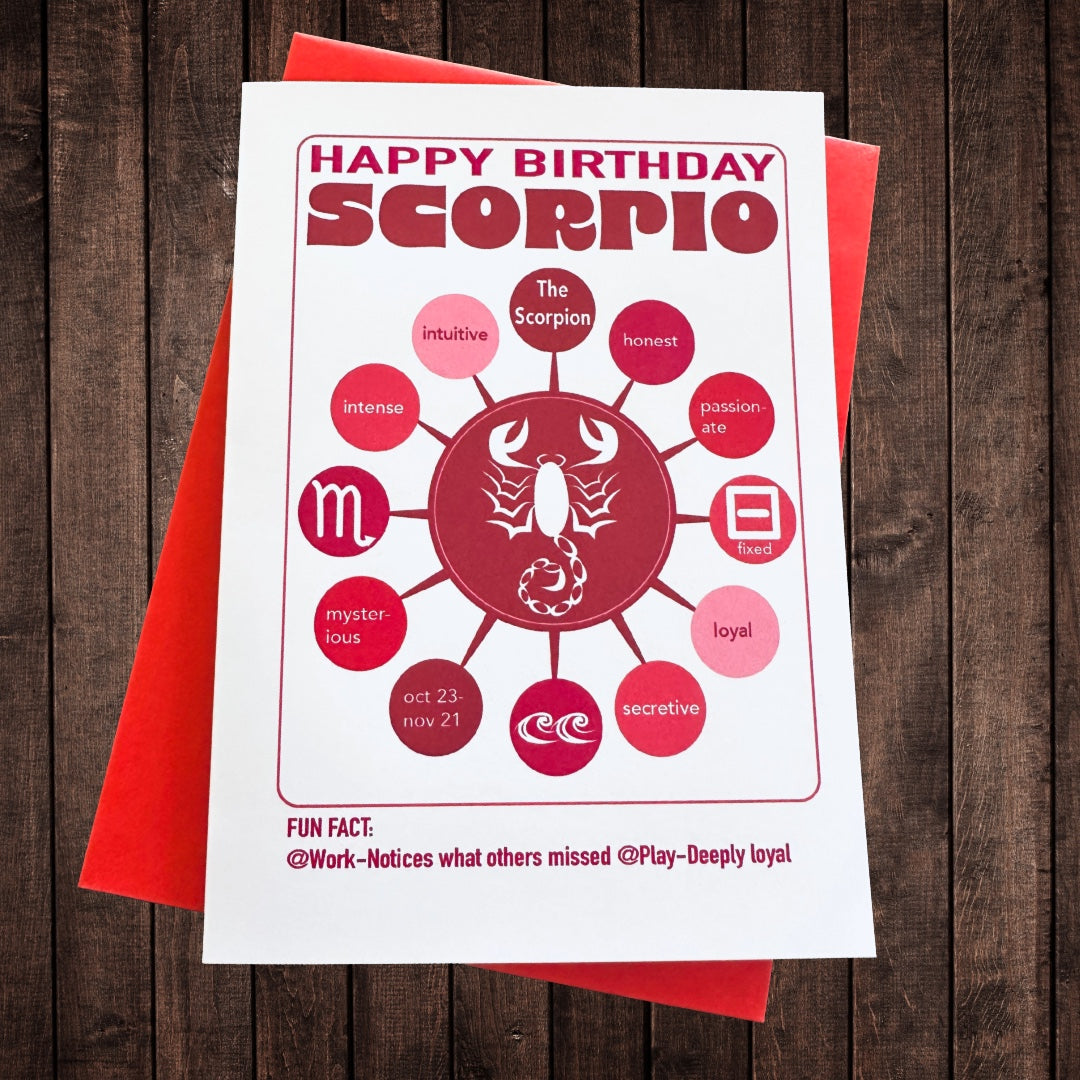 SCORPIO Astrology Traits & Symbols Spiral Kraft A5 Notebook