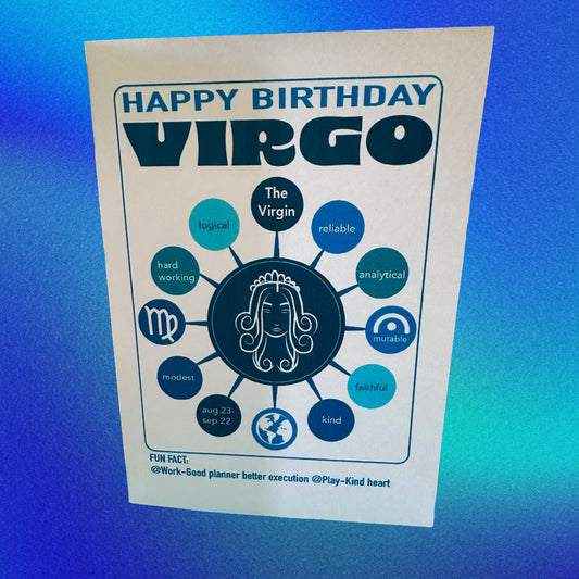 VIRGO Happy Birthday Card! Astrology Traits Note Card