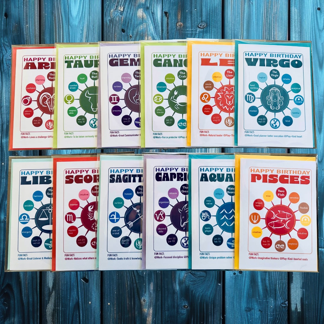LEO Happy Birthday Card! Modern Astrology Trait Note Card