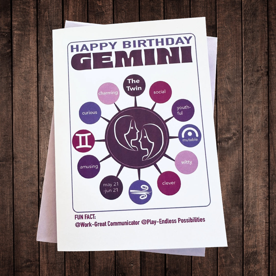 GEMINI Astrology Traits & Symbols Spiral Kraft A5 Notebook