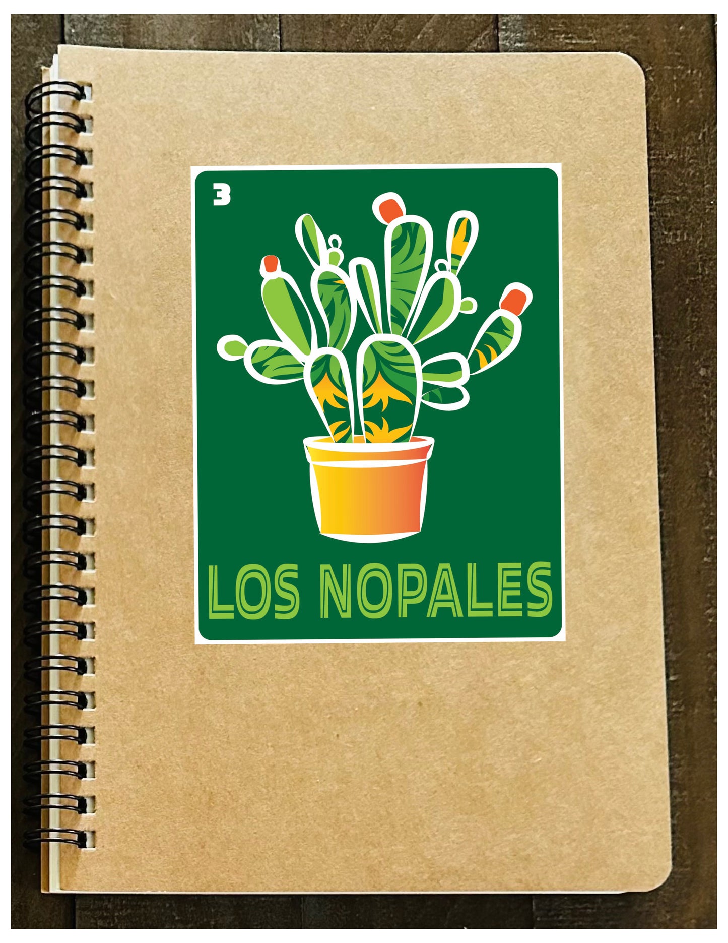 El Sol Los Nopales & La Margarita Mexican Loteria Spiral Kraft cover A5 8.25x5.5 Journal sketch notebook