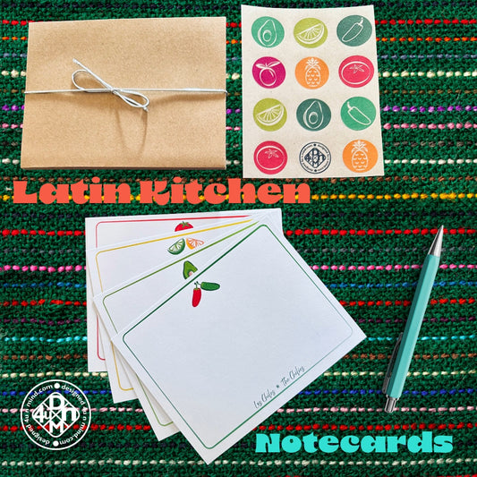 Latin Kitchen Spanish Language NoteCards Stationery Set of 10