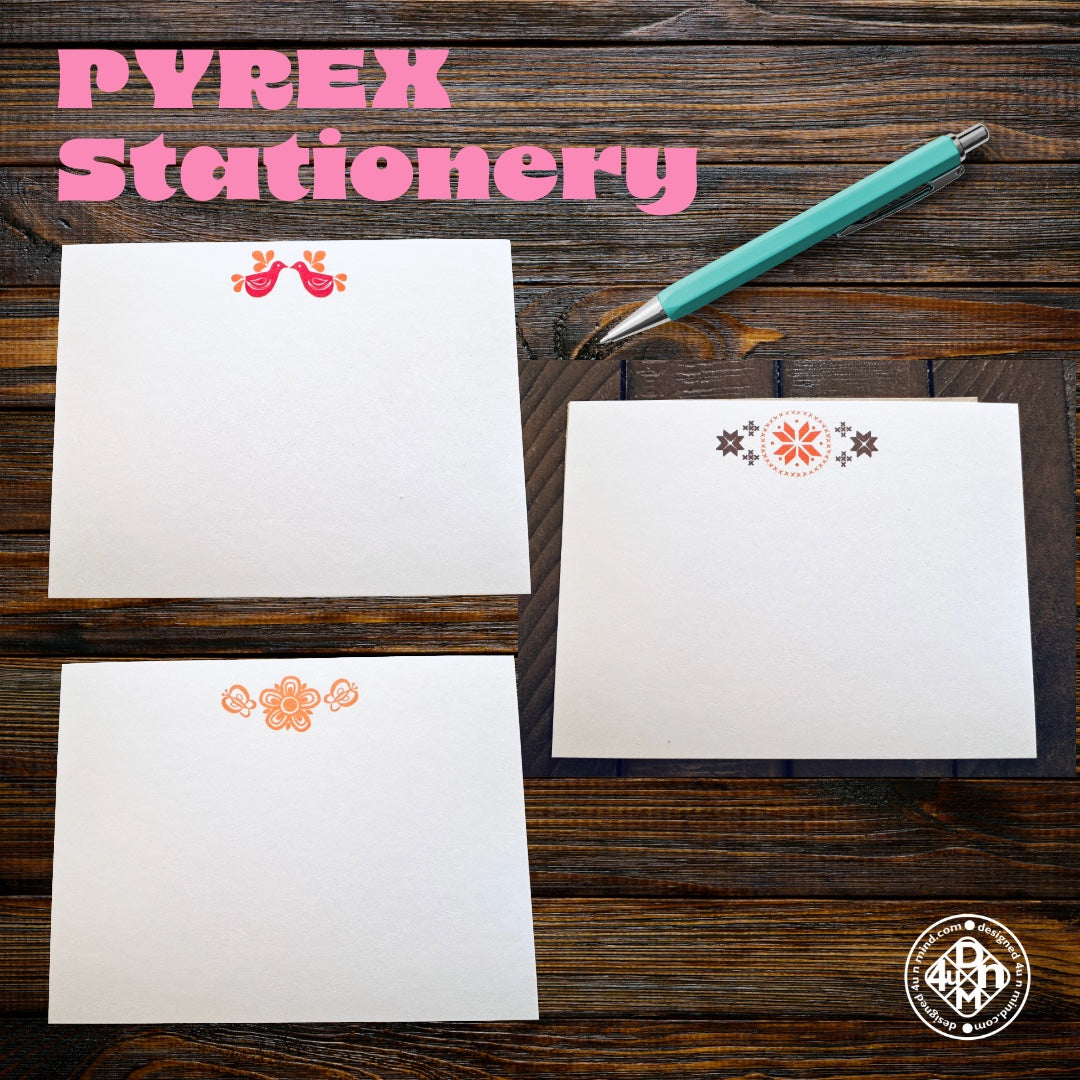 PYREX LIFE Vintage patterns A2 Note Cards Stationery set of 10