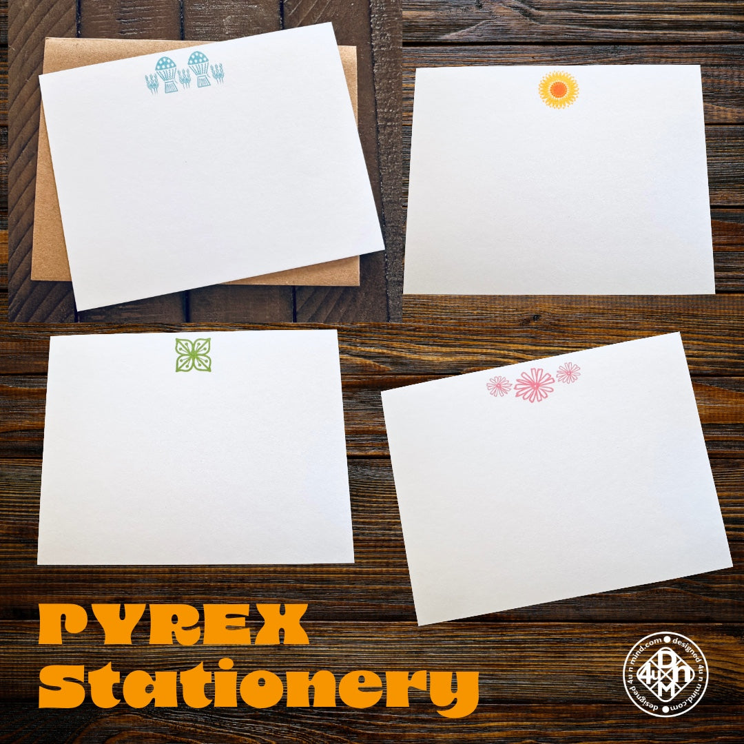 PYREX LIFE Vintage patterns A2 Note Cards Stationery set of 10