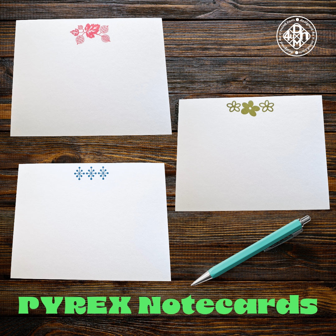 PYREX LIFE Vintage patterns A2 Note Cards Stationery set of 10