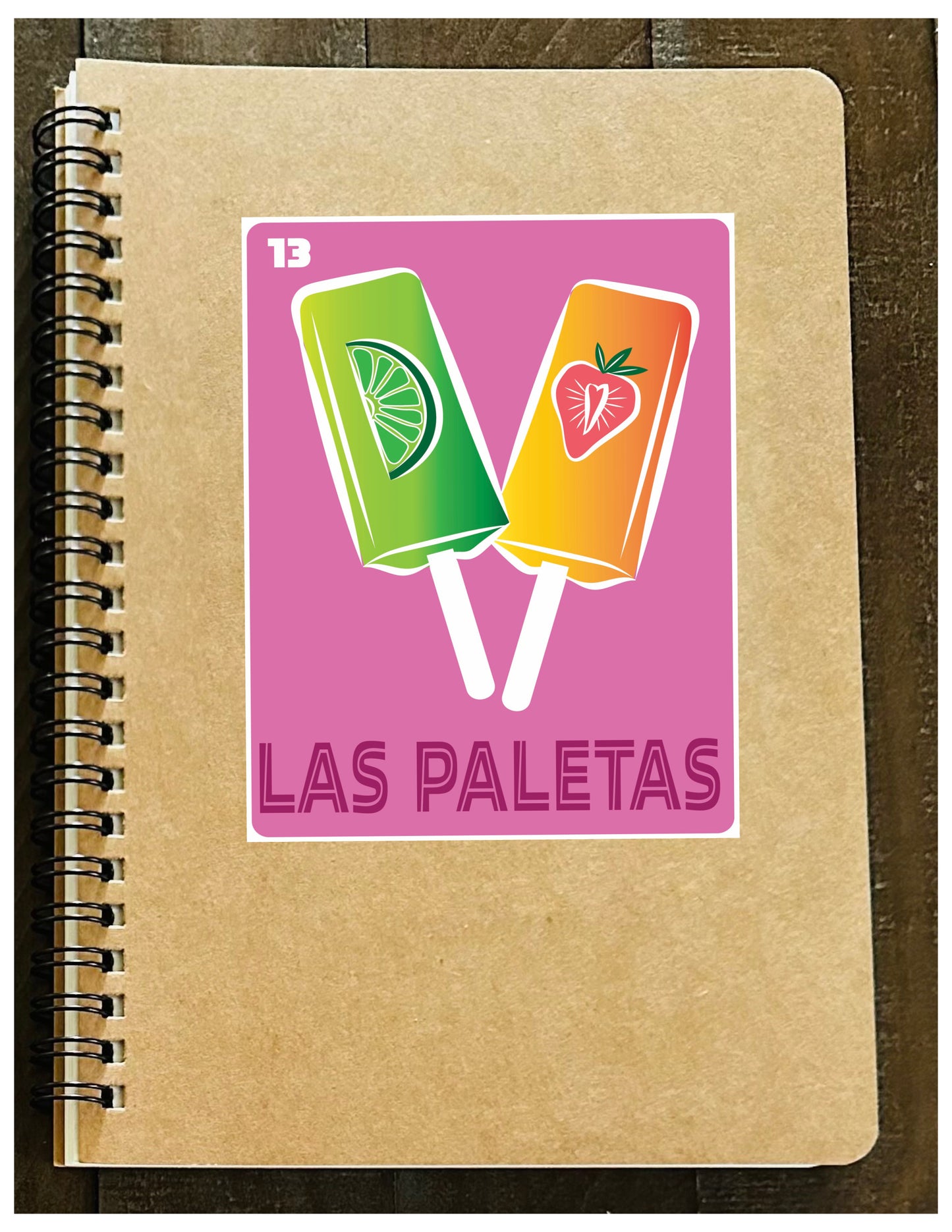 LA CONCHA & LAS PALETAS Mexican Loteria Spiral Kraft cover A5 8.25x5.5 Journal sketch notebook