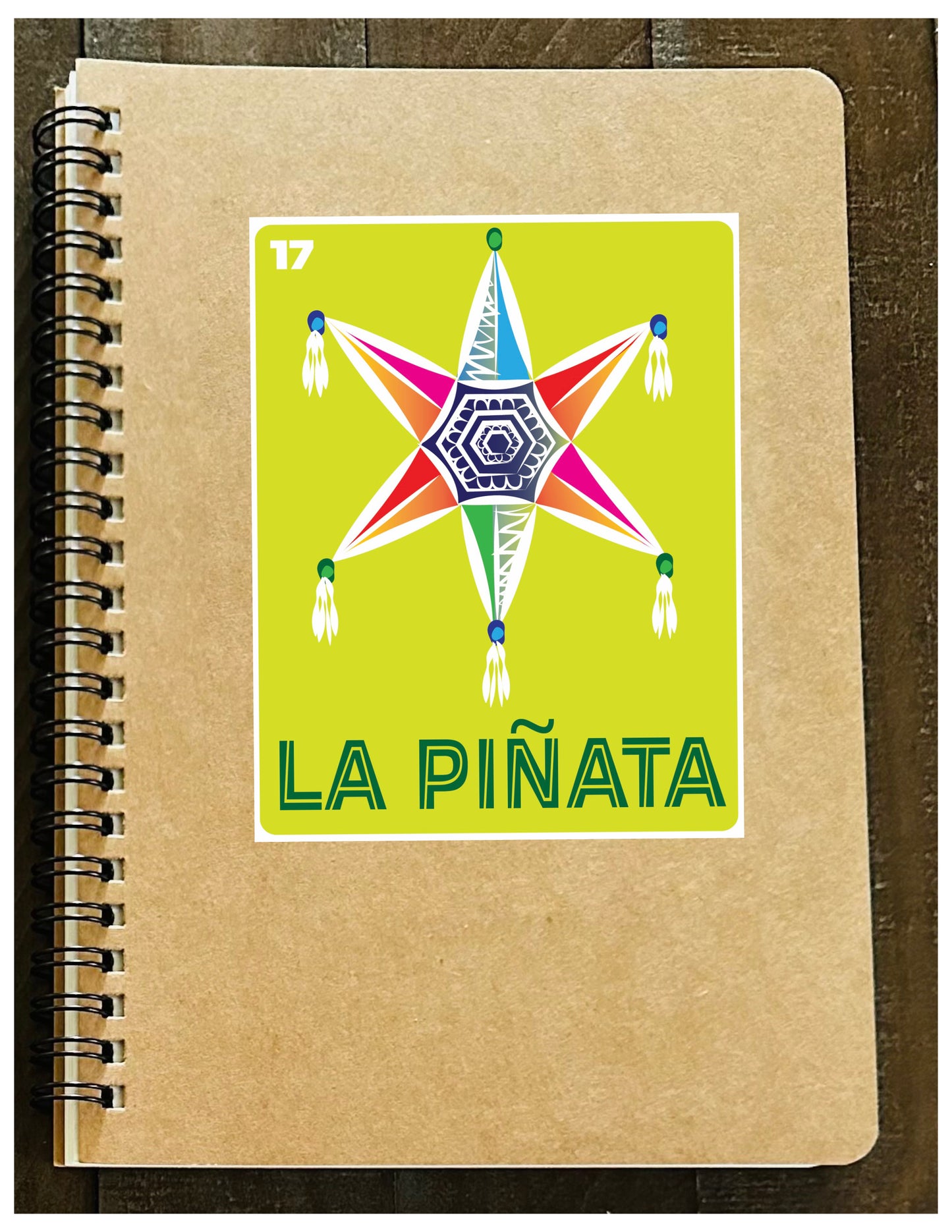 LA PINATA & LA HORCHATA Mexican Loteria Spiral Kraft cover A5 8.25x5.5 Journal sketch notebook