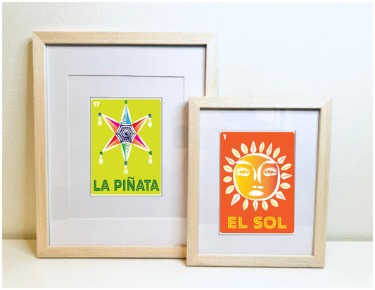 LA PINATA Mexican Loteria Food, Drink & festive Icons Printed Artwork Home Decor