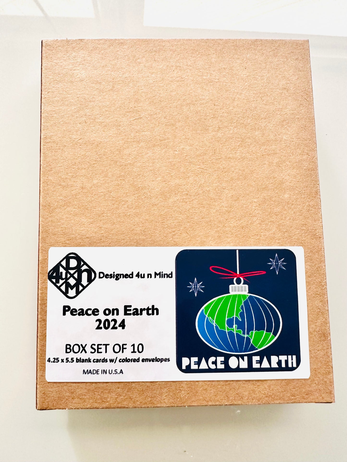 PEACE ON EARTH Holiday Boxed Stationery Greeting card set of 10 size A2