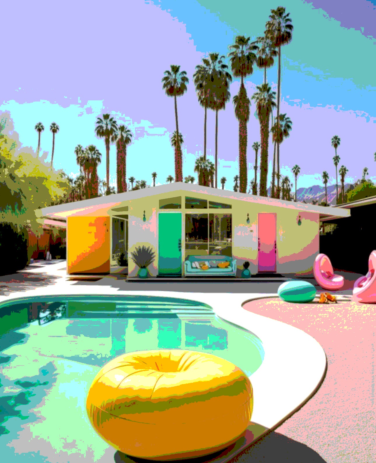 Palm Spring POOL HOUSE Printed Artwork Home Decor Framed or Matted