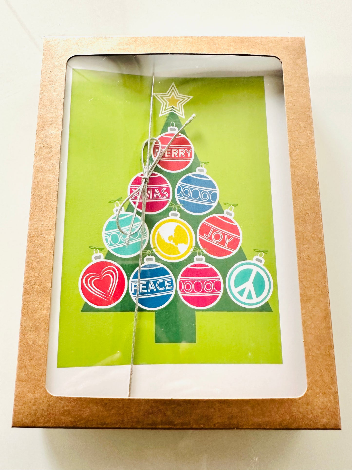 Positivity Xmas Tree Holiday Boxed Stationery Greeting card set of 10 size 5 X 7