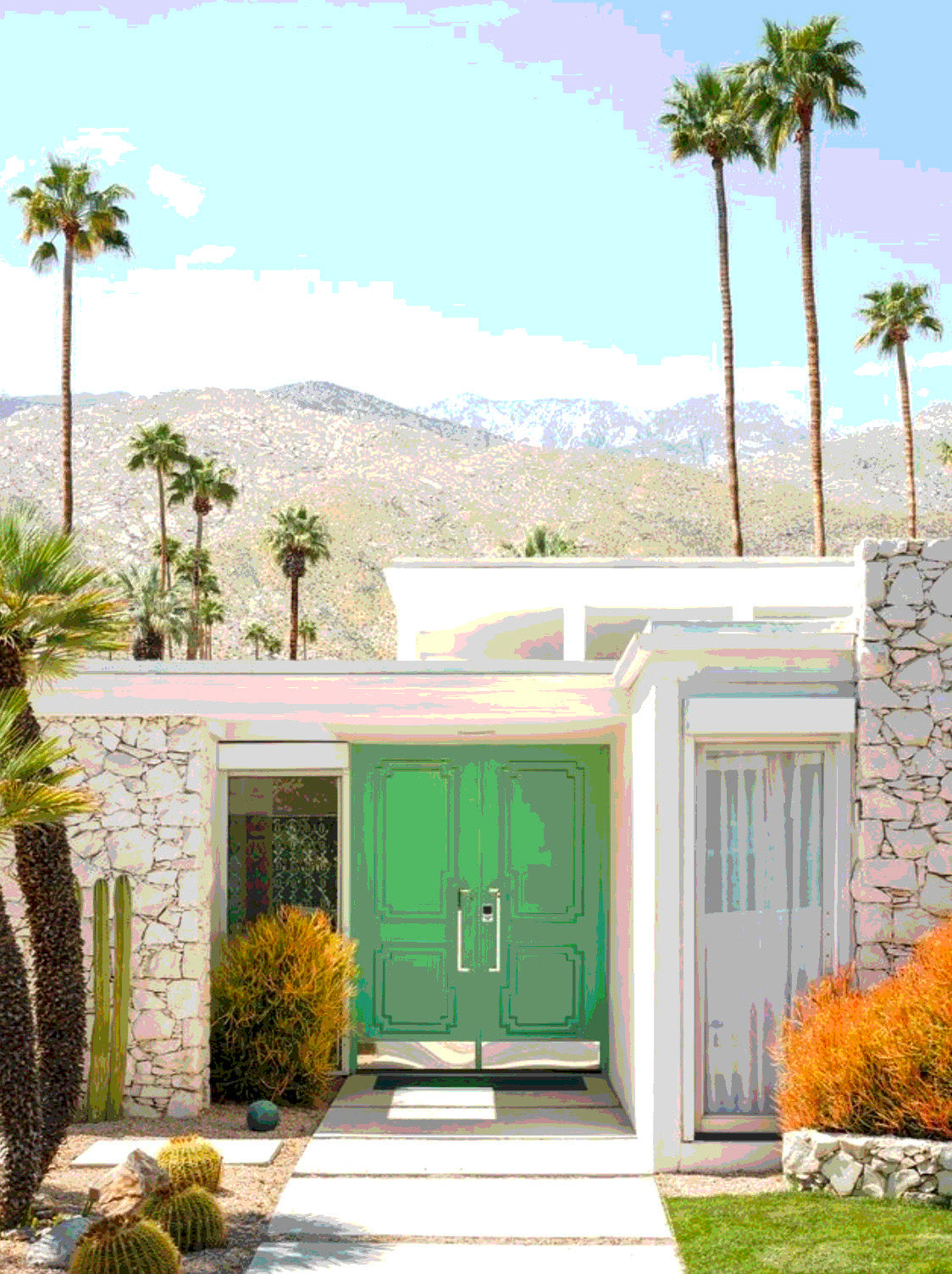Palm Spring GREEN DOOR Printed Artwork Home Decor Framed or Matted