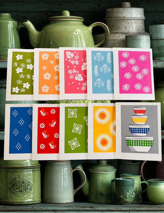 Vintage PYREX PRINTS Note Cards A2 size Stationery Cards Boxed set of 10