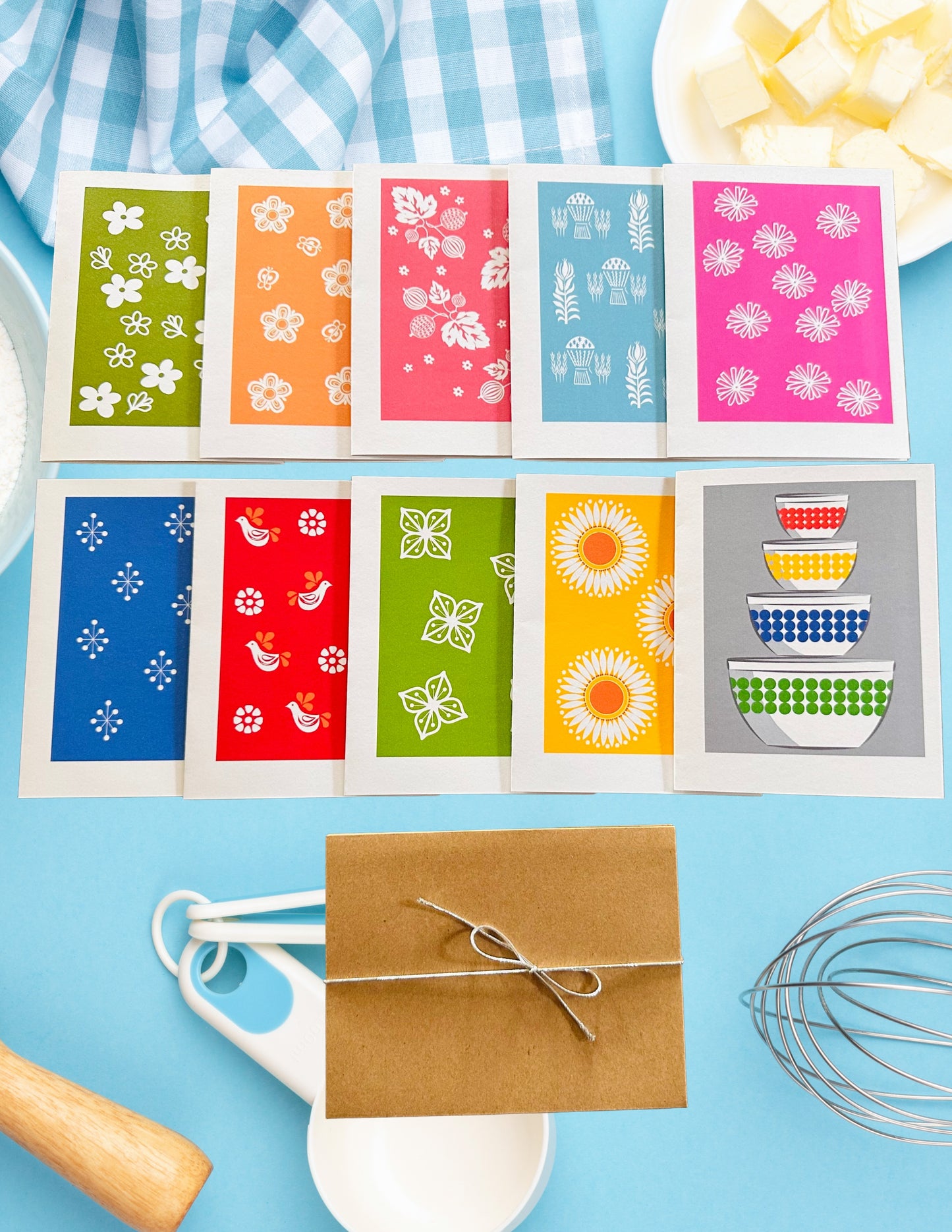 Vintage PYREX PRINTS Note Cards A2 size Stationery Cards Boxed set of 10