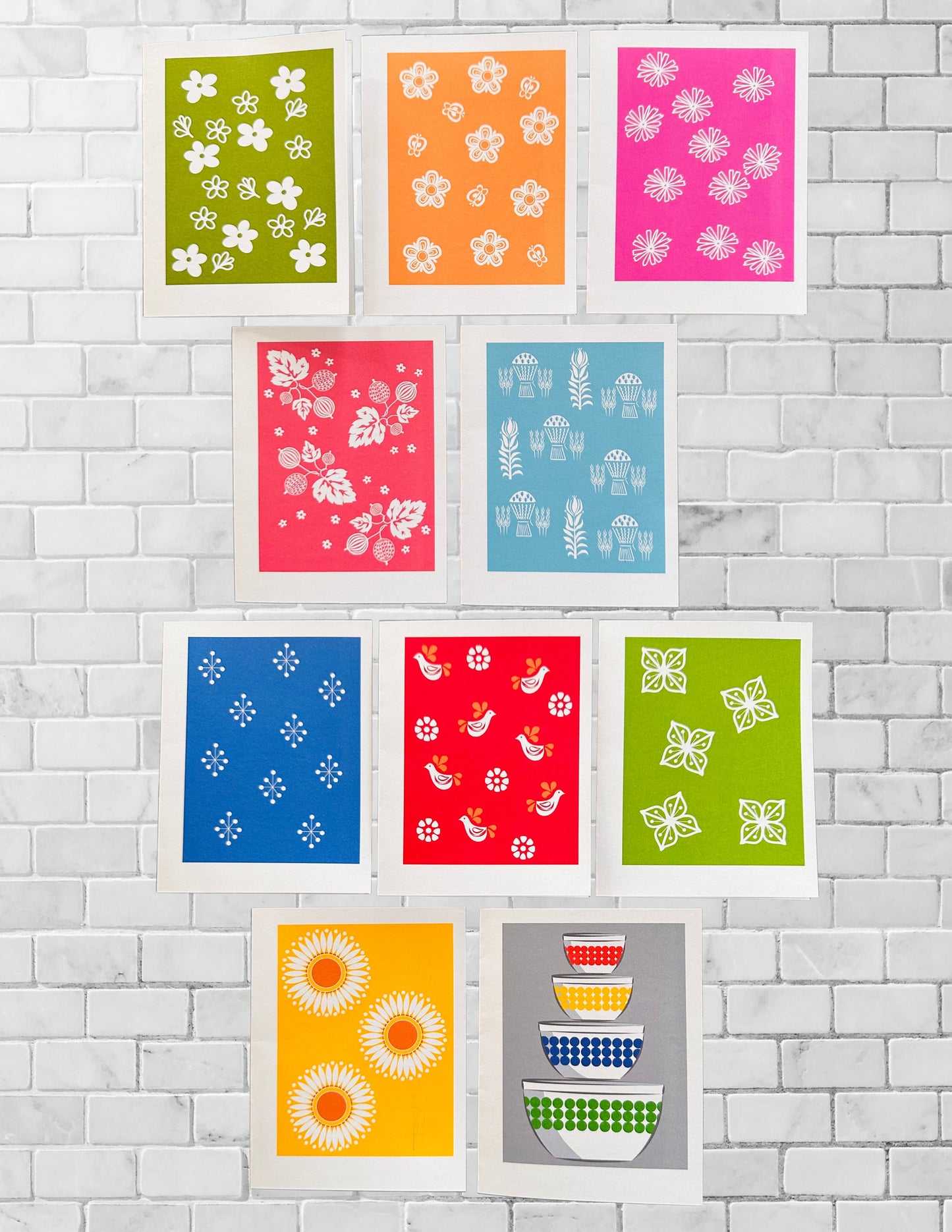 Vintage PYREX PRINTS Note Cards A2 size Stationery Cards Boxed set of 10