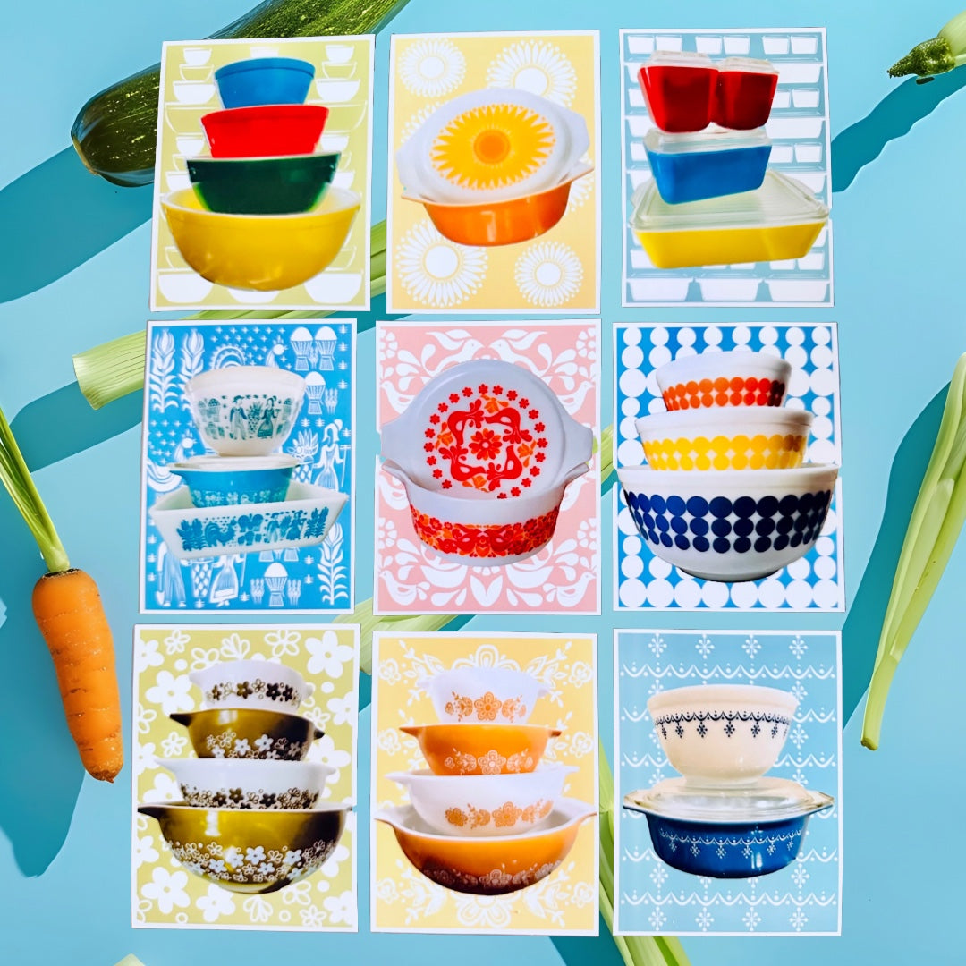 PYREX LOVE Vintage patterns Sticker Decals set of 9